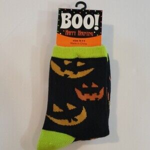 BOO Halloween Neon Jack O Lantern Socks